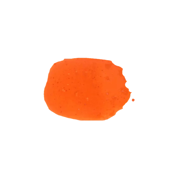 Pallina di colore arancione laccato, esempio di pigmento Ercolano.