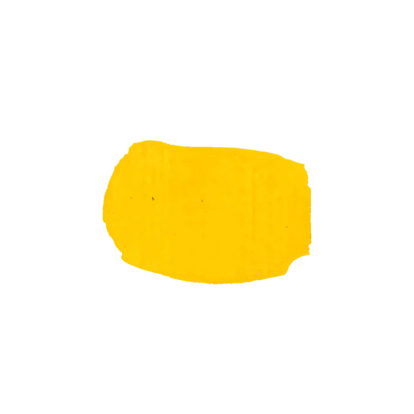 Pigmento giallo laccato, finitura artigianale e brillante.
