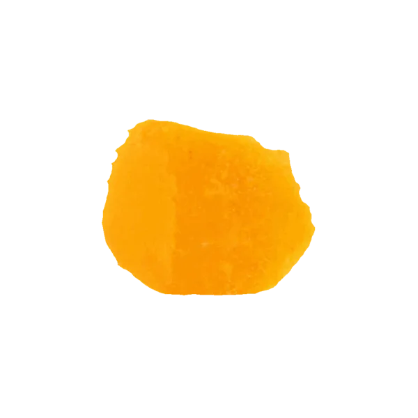 Pezzo di pigmento laccato giallo girasole, colore vivace e brillante.