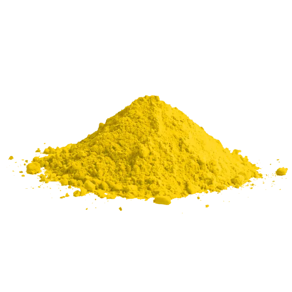 Polvere di pigmento giallo limone per vernici e decorazioni.