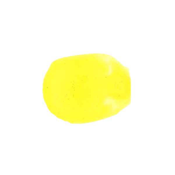 Pallina di colore giallo limone, esempio di pigmento laccato.