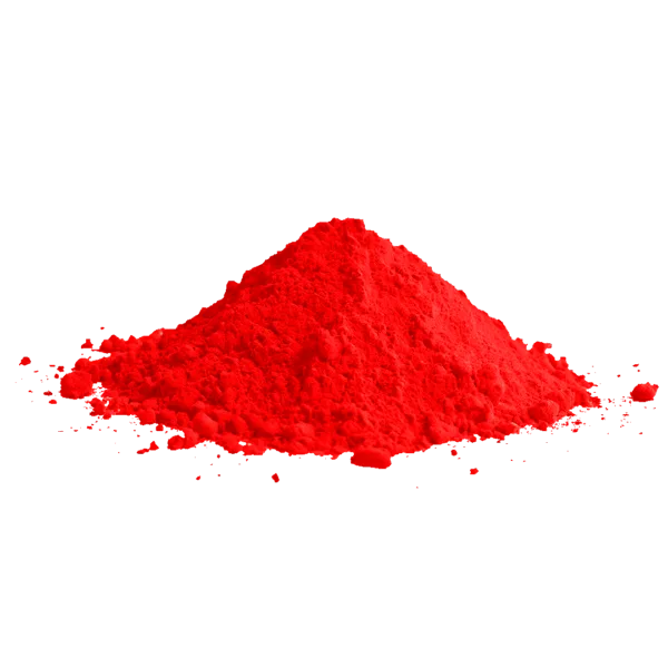 Polvere di pigmento rosso laccato per verniciatura e decorazioni.