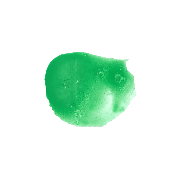 Pezzo di pigmento laccato verde brillante per decorazioni.