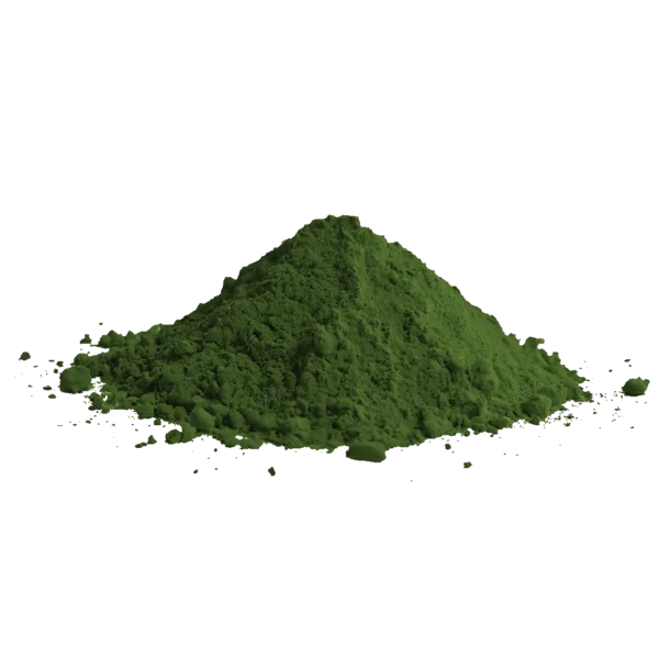 Polvere di pigmento verde similcromo R2 per vernici e decorazioni.