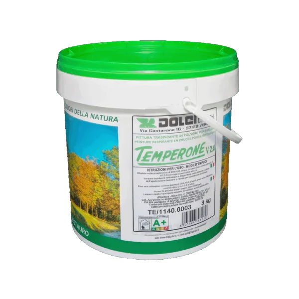Pittura traspirante in polvere Dolcicolor Temperone V20 verde.