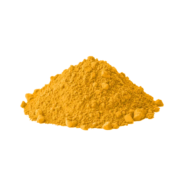 Polvere di pigmento minerale giallo cadmio chiaro per artisti e pittura.