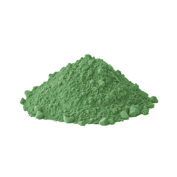 Polvere di pigmento minerale verde malachite per artisti e decorazioni.