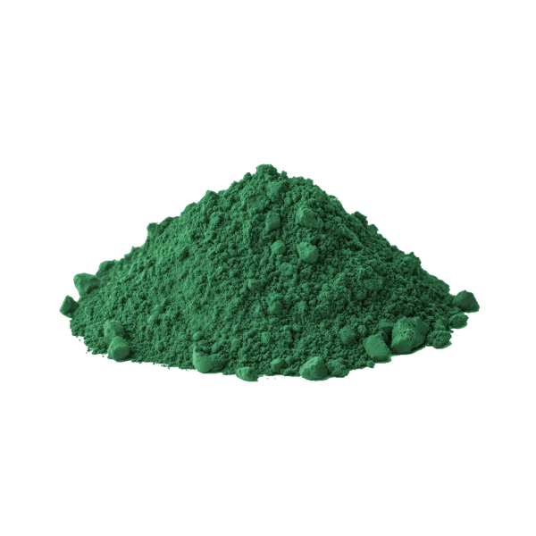 Polvere di pigmento minerale verde smeraldo sintetico per decorazioni.