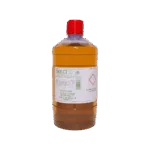 Olio di Legno Tung in bottiglia con etichetta, prodotto naturale per il restauro del legno.