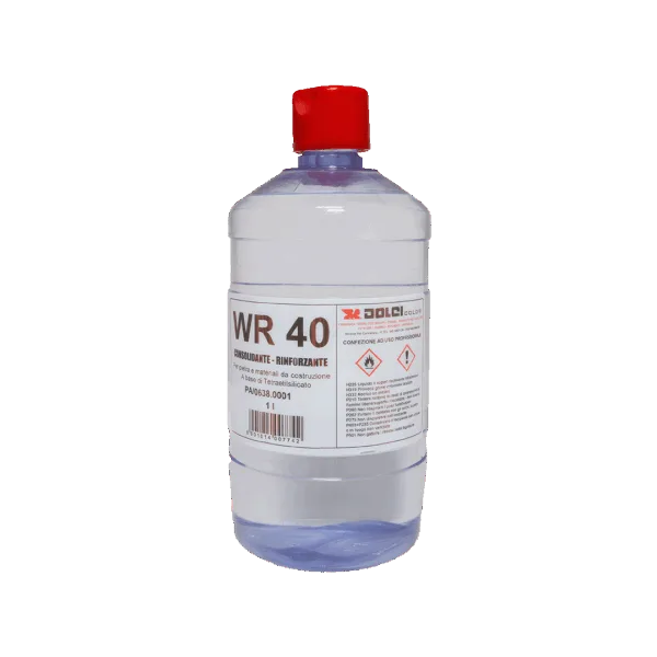 Disinfettante WR 40 per uso industrial e domestico, confezione da 1 litro.