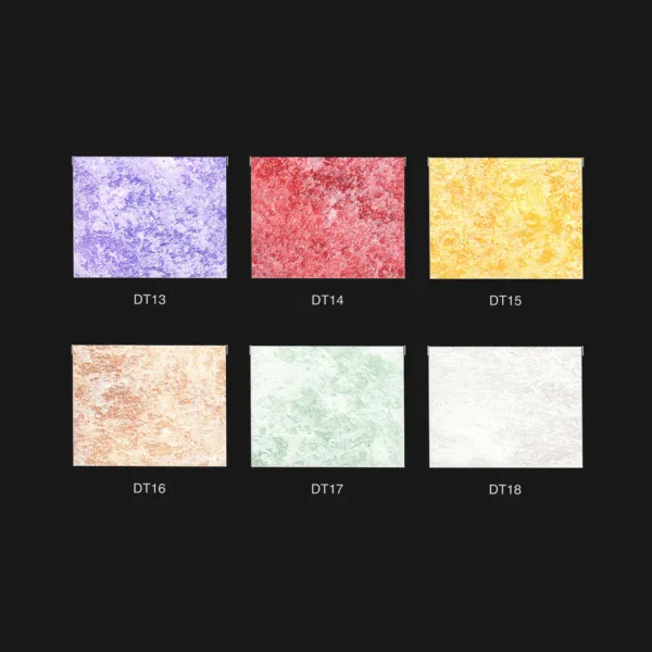 Campioni di polveri colorate per dolci e decorazioni.