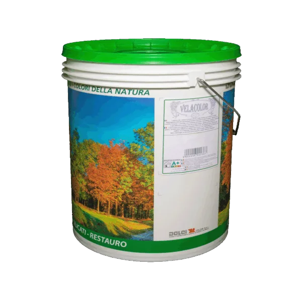 Secchio di vernice Velacolor Velatura con paesaggio autunnale.