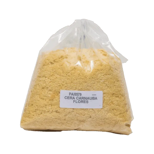 Cera di Carnauba Flores in polvere, prodotto naturale per cosmetici e cura della pelle.