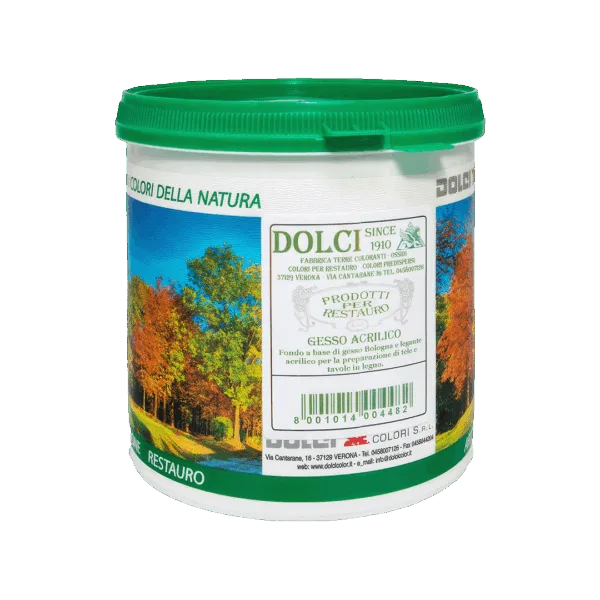 Gesso acrilico Dolci Colori per restauri e decorazioni artistiche.