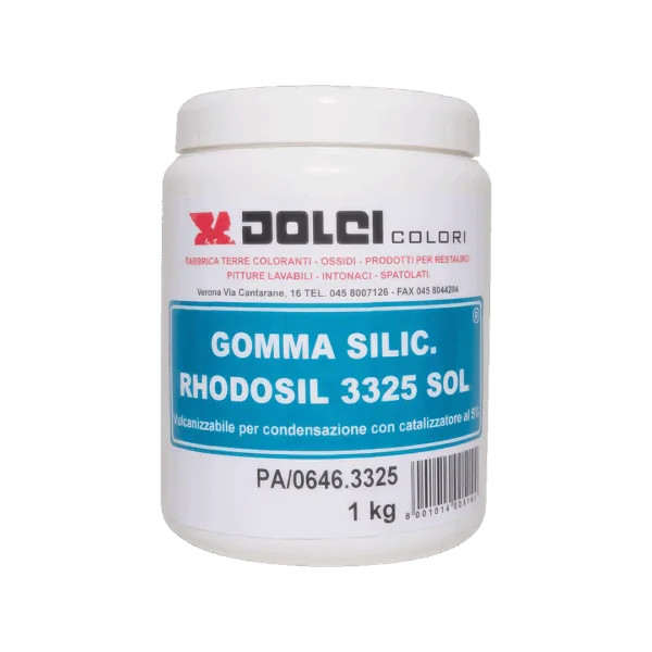 Contenitore di gomma siliconica Rhodosil 3325 SOL per restauro.