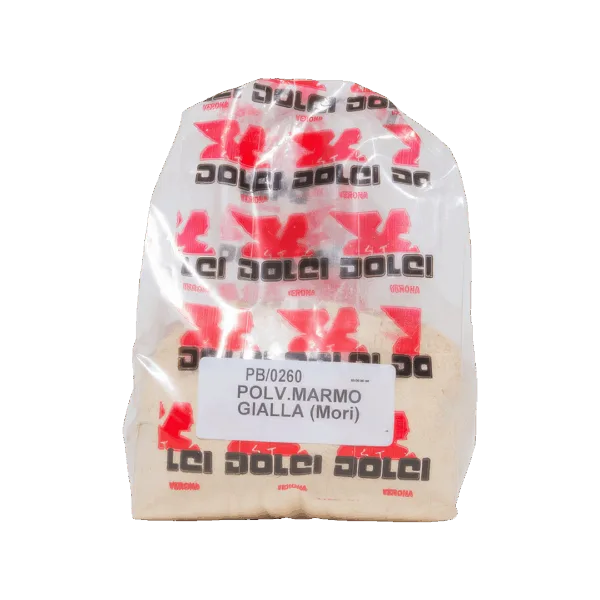 Polvere di marmo gialla Mori in confezione sigillata.