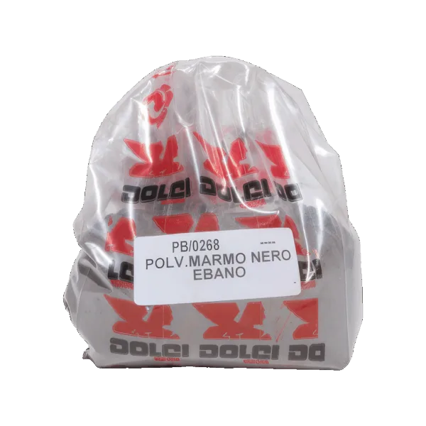 Polvere di marmo nero ebano per rivestimenti e decorazioni di alta qualità.