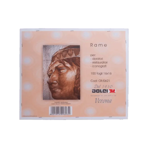 Foglio di foglia rame 16x16mm per decorazioni e restauri.