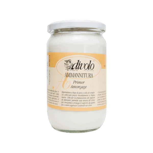 Contenitore di ammanitura gesso colla Dolci Colori per decorazioni artistiche.